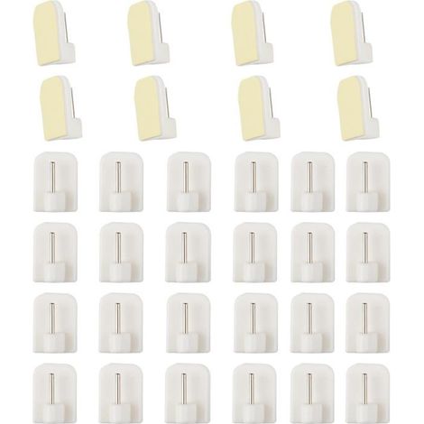 30 Crochets Rideaux Autocollants sans Percage – Support Tringle Adhésif pour Barre à Rideau Accroche Rideau Solide pour Cuisine (1/5)