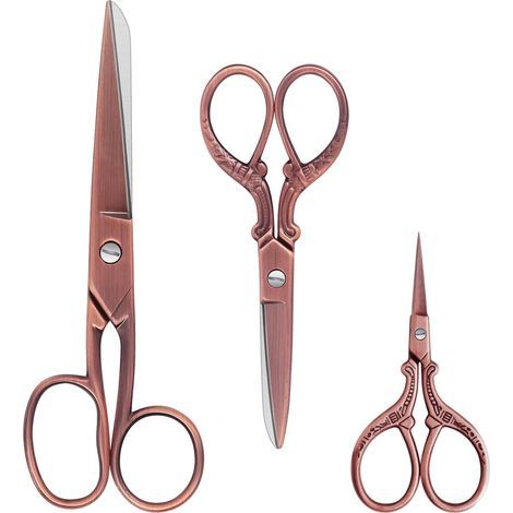 Lot de 3 ciseaux de couture professionnels en acier inoxydable avec revêtement en titane pour tissu, couture, travaux manuels, lot de 3 (1/5)