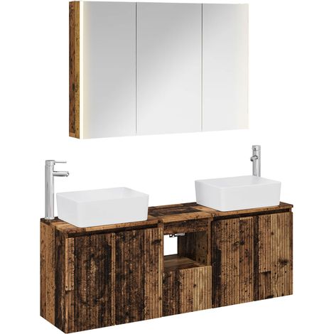 Ensemble d'armoire de salle de bain 4 pcs Bois ancien vidaXL (1/5)