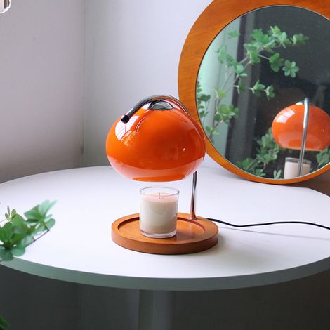 Lampe à cire parfumée rétro avec plateau de rangement en bois, chauffe-bougie en verre, lampe de chevet d'ambiance, 220 V (UE) (1/5)