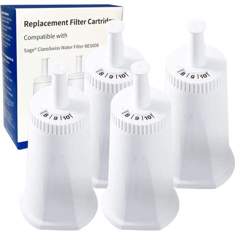 Filtre à eau de rechange pour machine à café expresso Breville Sage Oracle Touch Barista Claro Swiss BES008 BES920 BES878 BES880 BES980 BES990 (lot de 4)