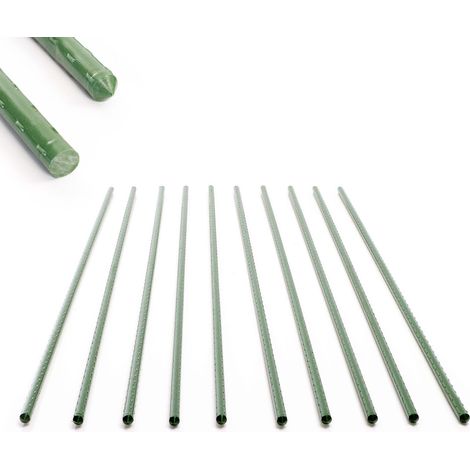 Toboli Sostegno piante 10 Tutori per piante giovani 150cm Ø11mm verde, metallo/plastica, Bastoni di supporto