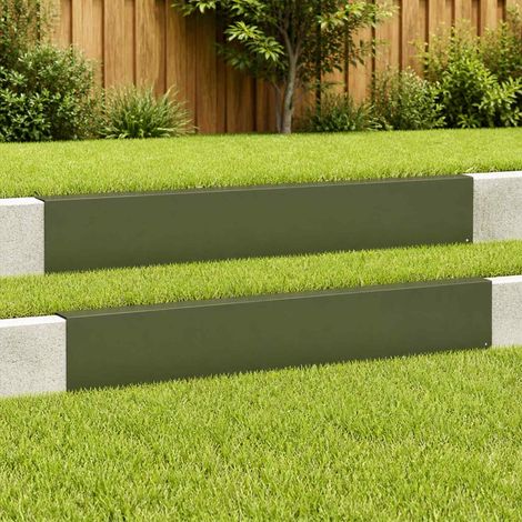 vidaXL Profilé de recouvrement de jardin 2 pc 100 x 10 x 15 cm Acier (1/5)