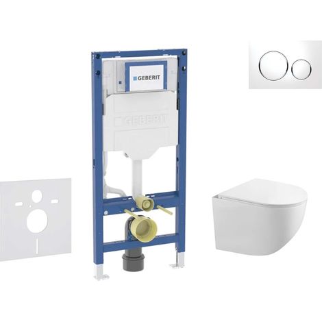 Geberit Duofix - Set Vorwandelement, Gaia-WC mit Softclose-Sitz und Sigma20-Betätigungsplatte, weiß/Chrom SANI11CA3118B