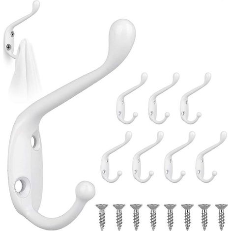 Set mit 8 Wandhaken im Vintage-Stil inklusive Schrauben, weiß (1/5)