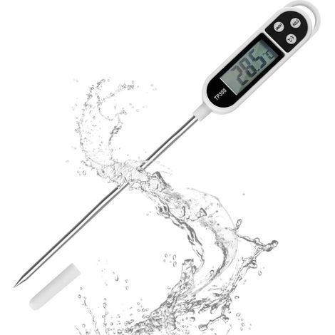 Thermomètre de cuisine avec écran LCD, thermomètre numérique à longue sonde, haute précision, lecture instantanée (1/4)