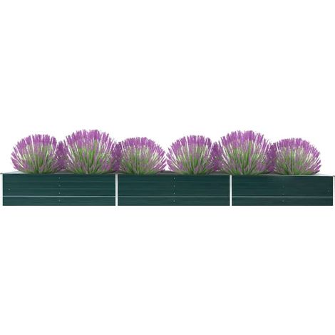 Lit surélevé de jardin-Jardinière surélevée-Bac de jardin surélevé Acier galvanisé 480x80x45 cm Vert (1/5)