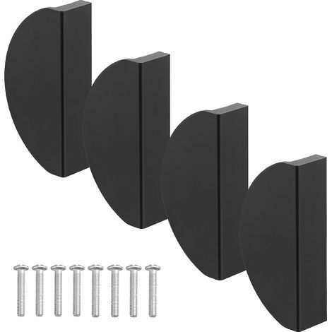 Poignées de Porte de Meuble Demi Rondes Design Élégant et Léger Lot de 4 en Aluminium Spatial Noir pour Commodes et Placards au Bureau ou Salle de Bain (1/5)
