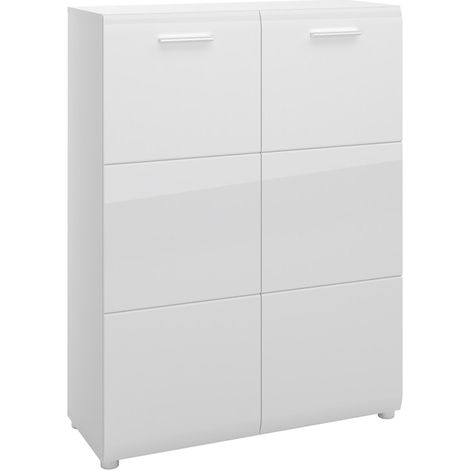 Schuhschrank Kommode 90 cm breit in weiß Hochglanz MALABO-129 (1/5)