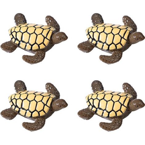 Juego de 4 tortugas marinas en miniatura: figuras decorativas de resina para acuarios, terrarios y micropaisajes. (1/4)