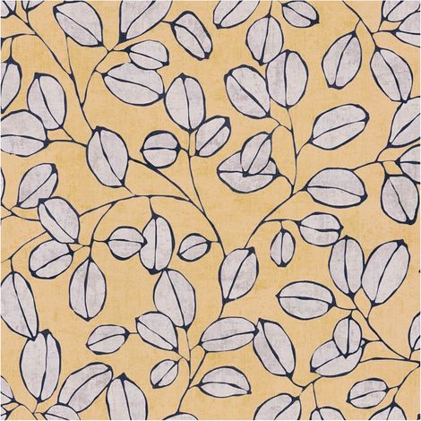 Country style wallpaper wall Profhome 791483 hot embossed non-woven wallpaper slightly textured with floral ornaments matt yellow light grey blue 5,33 m2 (1/5)
