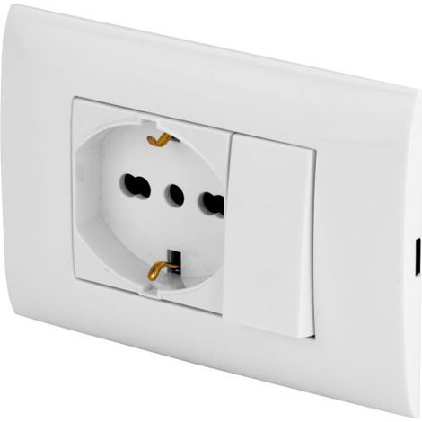 placca premontata con presa pluristandard poly pool 10-16 a (1/4)
