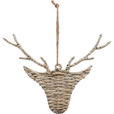 The Noel Collection Hanging Reindeer - Wicker - L12 x W19 x H14 cm - Brown