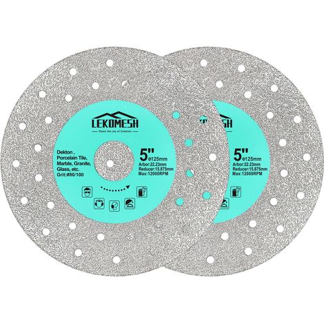 Lot de 2 Disques Diamant 125mm Lame de Scie Carrelage Extra-Fine 1,6mm Coupe Nette Sans Éclats pour Grès Cérame, Marbre, Granit et Verre Pour Meuleuse d'Angle (1/5)