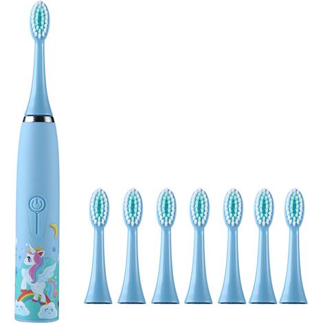 Brosse à dents électrique sonique pour enfants de 2 à 15 ans, 8 têtes de brosse avec indicateur de 30 secondes, minuteur de 2 minutes, étanche-AquaForge (1/5)