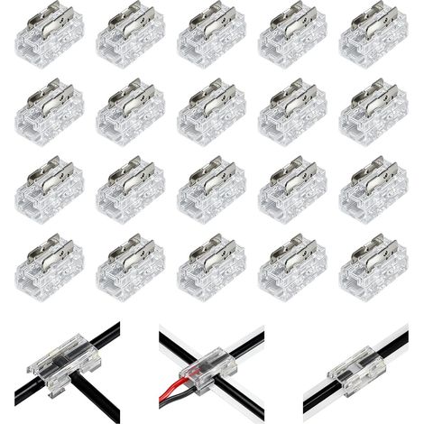 8MM Connecteurs LED 8 en 1 Sans Soudure, 20 Pièces Universels pour Bande LED COB, 8 Types L T Droit Rapide Installation, Accessoires Éclairage Bande LED Intérieur Extérieur Décoration (1/5)
