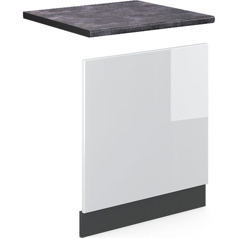 Frontblende R-Line, Weiß Hochglanz, 60 cm , AP Anthrazit, Vicco