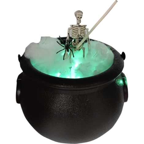 Chaudron Déco Halloween Bol De Sorcière Noir Accessoires Effrayants Festifs Chaudron Déco Maison Hantée avec Squelette et LED Pour Intérieur Extérieur Cuisine Table Jardin (1/5)