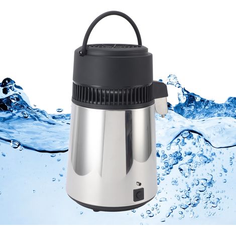 Distillateur d'eau automatique 750W 4L - Appareil avec protection surtempérature pour aquarium, humidificateur, machine à café - Boîtier bleu et argent, matériau stainless steel, prise US 110V (1/4)