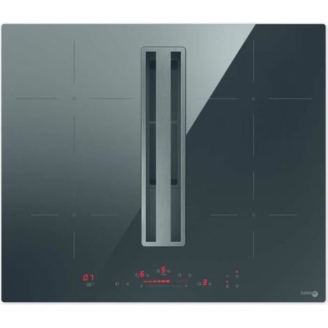 Plaque aspirante induction 60cm – 4 foyers – Puissance 7400W – Avec booster et minuteur – Hotte intégrée pour cuisine moderne – Turboair (1/5)