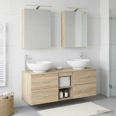 vidaXL Set di mobili per il bagno 5 pz Rovere Sonoma (1/5)
