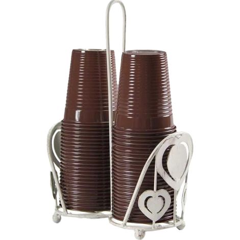 Portabicchieri da Tavolo in Metallo Cuori Shabby 25 cm
