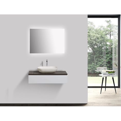 BERNSTEIN - Vision 800 set de baño blanco mate - Sin espejo, Sin tapa adicional, Con lavabo sobre encimera O-540 mate