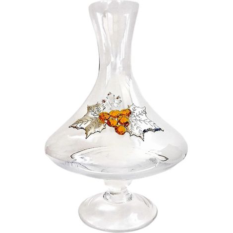 Bottiglia con piede in cristallo grappolo d'uva ambra per whisky decanter vino da tavola casa elegante e moderno (1/5)
