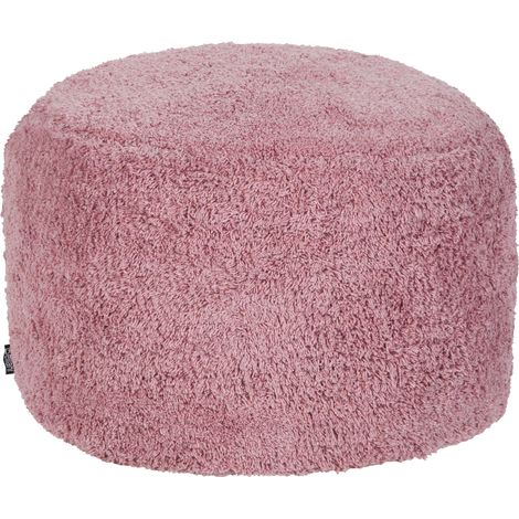 Puf redondo boho peludo moderno de algodón funda extraíble hecho a mano rosa Kawai