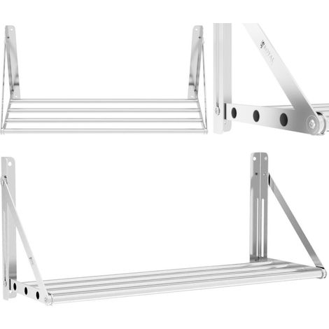 Estantería de pared plegable de acero inoxidable, soporta hasta 40 kg, 80 x 30 cm. (1/5)