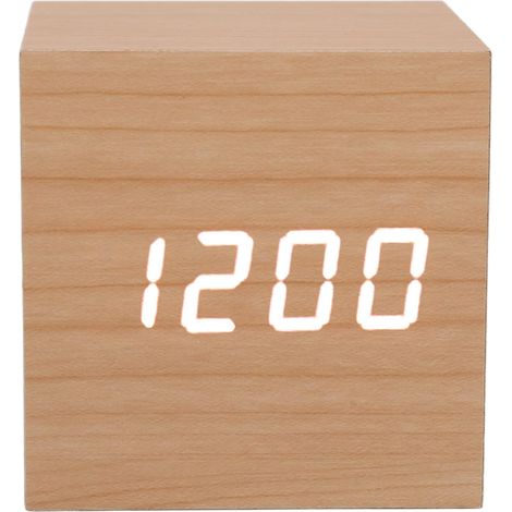 Horloge en Bois LED, Grand écran, Respectueux des Yeux, Horloge Numérique Intelligente, Portable, pour Bureau, Chambre à Coucher, Blanc (1/5)