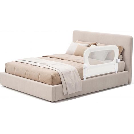 COSTWAY Sponda Letto per Bambini 80cm,Altezza Regolabile a 3 Livelli,Cinghia di Sicurezza，Bianco