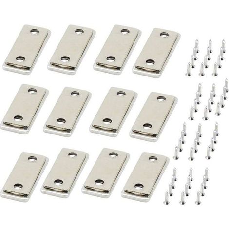 Aimant Porte Placard 12 Pices Trs Minces avec Vis Aimants Puissants pour Meubles et Tiroirs (1/4)