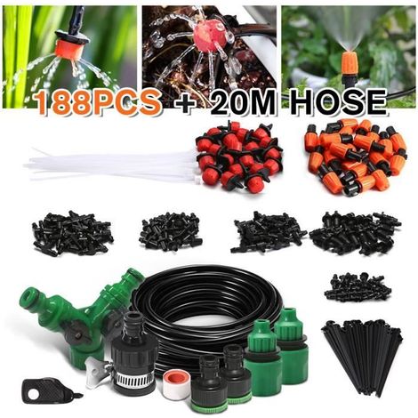 189 pcs kit irrigation goutte à goutte, tuyau 40 m réglable, système micro-irrigation automatique pour potager et balcon (1/4)