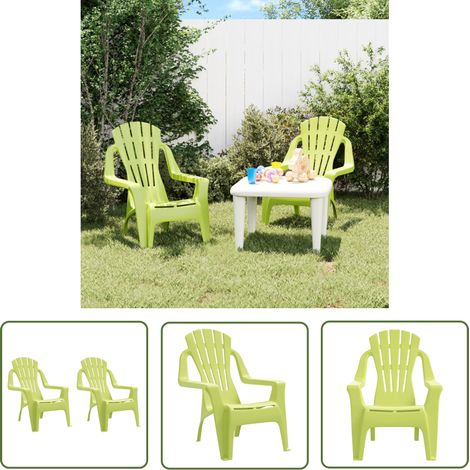 The Living Store Chaises de jardin pour enfants lot de 2 vert 37x34x44 cm PP - Chaise De Jardin Enfant - Chaise Extérieure Enfant - Mobilier De Jardin Enfant - Fauteuil Enfant Extérieur - Décoration J (1/5)