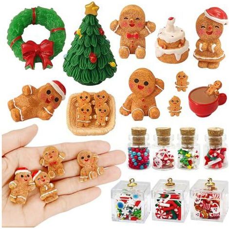GNOME de Noël, 22 pièces d'accessoires Miniatures avec Mini Sapin de Noël, Couronne de Noël, Biscuits Bonhomme en Pain d'épice (1/4)