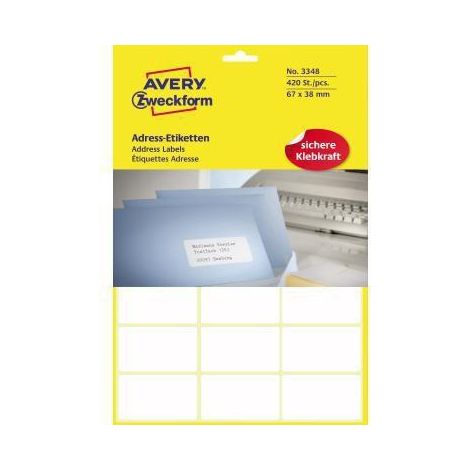Avery Zweckform Adressetikett 3348 67x38mm weiß 420 St./Pack. (1/5)