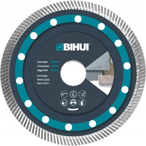 Disque Diamanté - 125 mm - Pour Céramique Et Grès Cérame - Alésage 22 23 mm - Épaisseur 1 2 mm - Hauteur Segment 10 mm - Lot De 1