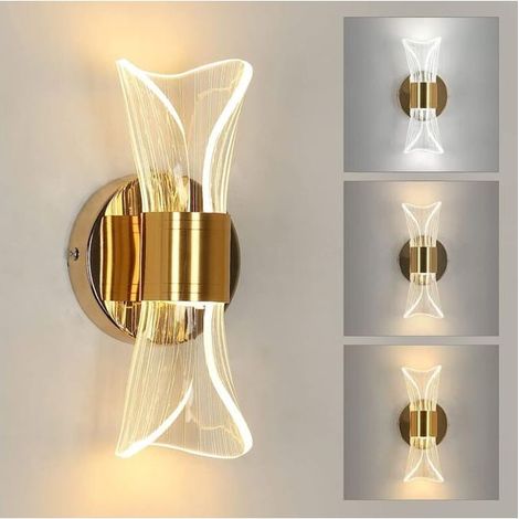 Applique murale dorée design créatif – forme taille fine – éclairage 3 couleurs – lampe murale décorative pour chambre, salon et couloir (1/5)