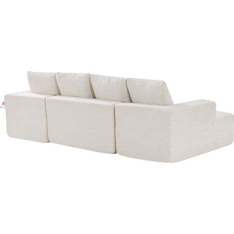 Mophorn Modular U-Shaped Sofa with Chaise, Comfortable Sectional Couch Featuring High-Density Sponge, Upholstered Corduroy Design with Cushions for Living Room or Bedroom, Beige