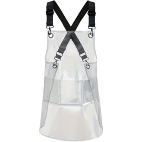 Tablier transparent, tablier de travail pour salon de coiffure - Tablier de travail imperméable et résistant à l'huile équipement de cuisine à bavette réglable pour femme au foyer, hommes et femmes (1/4)