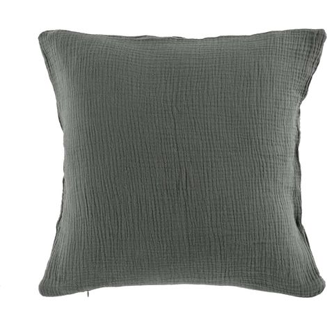 Coussin gaze de coton 40x40cm Angeliase anthracite (1/3)