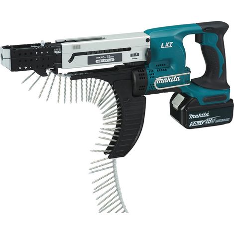 Makita DFR750RTE  Taladro atornillador  de cinta  inalámbrico  18 V  / 2x  5,0 Ah  batería +  cargador en  maletín de  transporte (1/2)