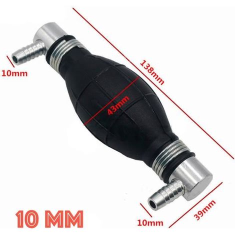 1 poire à carburant en caoutchouc, raccords angulaires 6 mm / 10 mm, transfert manuel de gazole et essence, pour voitures, motos et équipements mobiles (1/4)