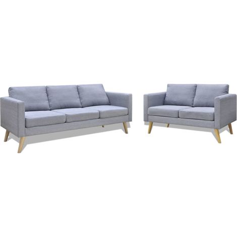 Set de sofás de 2 y 3 plazas de tela gris claro vidaXL