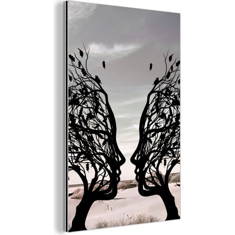 TABLEAU EN MÉTAL Plage - Mer - Personnes - Arbre - Art moderne Décoration Chambre 40x60 (1/5)