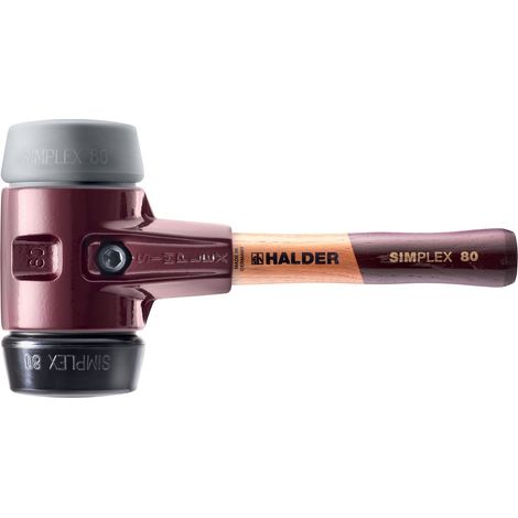HALDER SIMPLEX TPE-Hammer mittel / gefüllter Gummi mit Tempergussgehäuse und Holzstiel - D=80 mm - extra kurzer Stiel - 3023.082 (1/5)