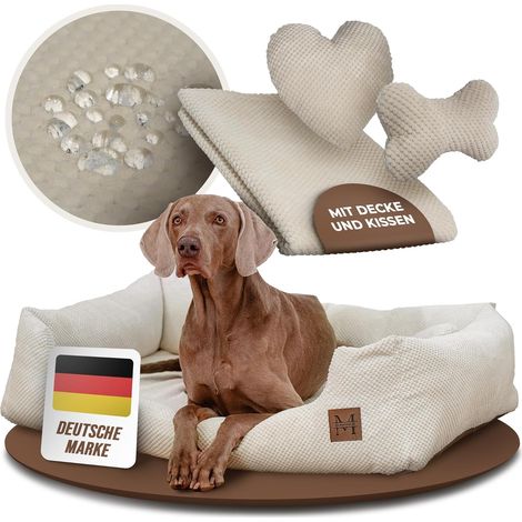 Cuccia per cani in memory foam, cuscino ortopedico, coperta 95x95 cm, L, BEIGE (1/5)