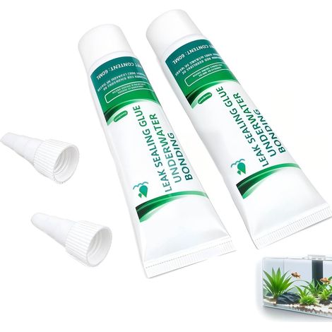 Adhésif Silicone Transparent pour Piscines, Réparation Sous-marine, Colle et Mastic pour Liner de Piscine, Aquariums, Salles de Bain, Cuisines – Lot de 2 x 60ml, Résistant à l’eau et Multi-surfaces (1/5)