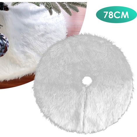 Randaco Weihnachtsbaum-Teppich Tannenbaum Decke kunstfell Weiß Rund Rock Teppich Filz für Schnee Christbaum Weihnachtsbaum Deko Weihnachtsbaumdecke,78cm/90cm (1/5)